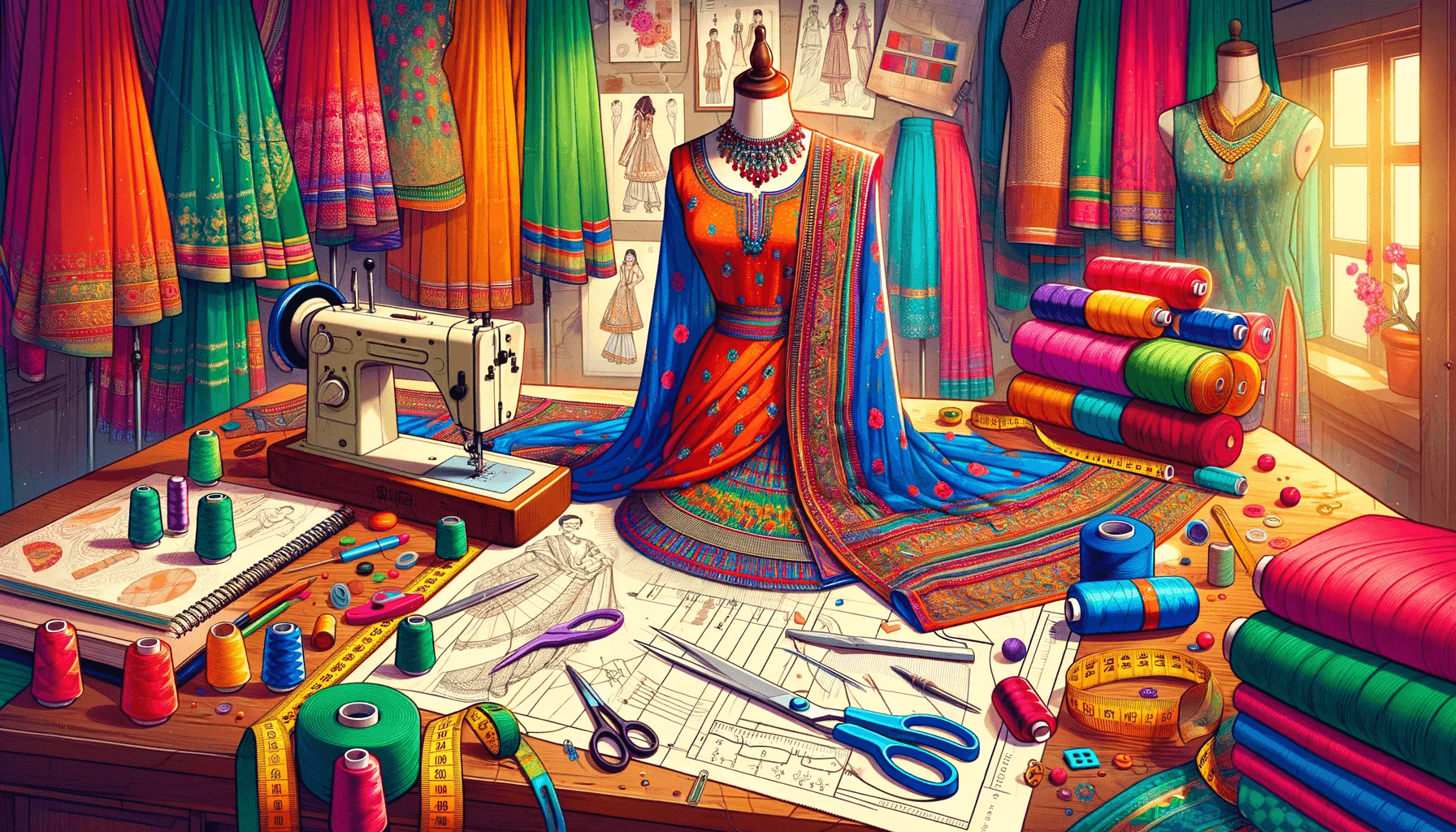 Punjabi Dress Measurement, Cutting, Stitching & Design in Tamil